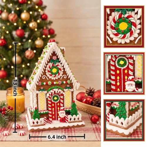 13-Inch Lighted Gingerbread House with LED Lights - Festive Holiday Decor