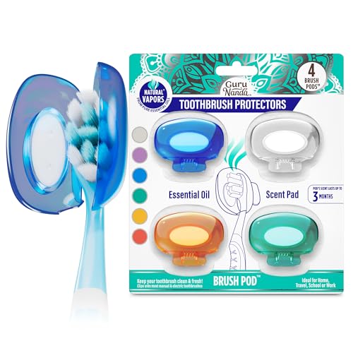 GuruNanda Brush Pods Toothbrush Cover for Manual and Electric Toothbrushes 4 Pack