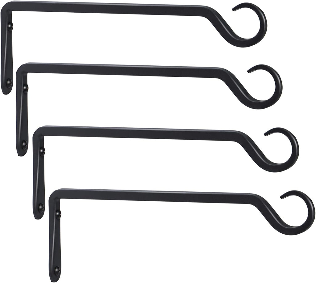 AILIN YELOKIE 12-Inch Plant Hangers - Sturdy Outdoor Hanging Planters & Bird Feeders | Upgraded Black 4-Pack