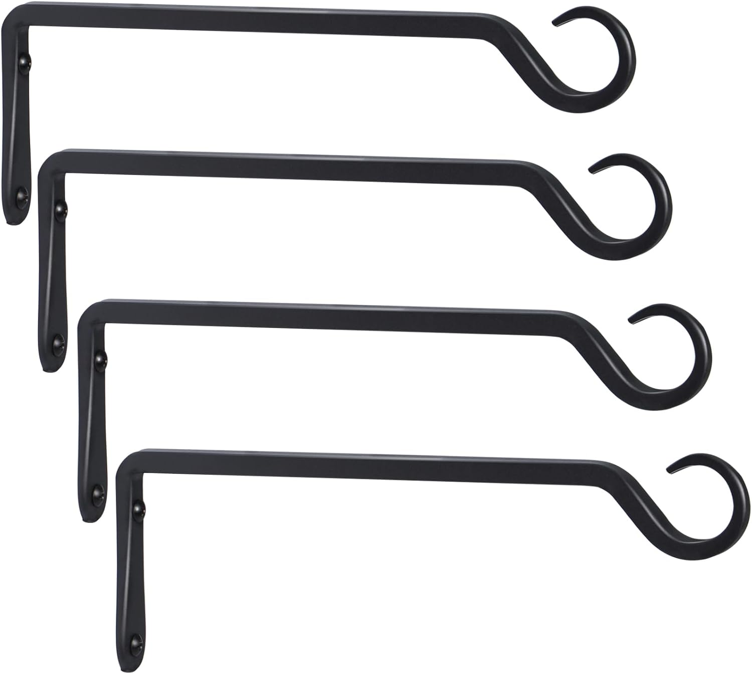 AILIN YELOKIE 12-Inch Plant Hangers - Sturdy Outdoor Hanging Planters & Bird Feeders | Upgraded Black 4-Pack
