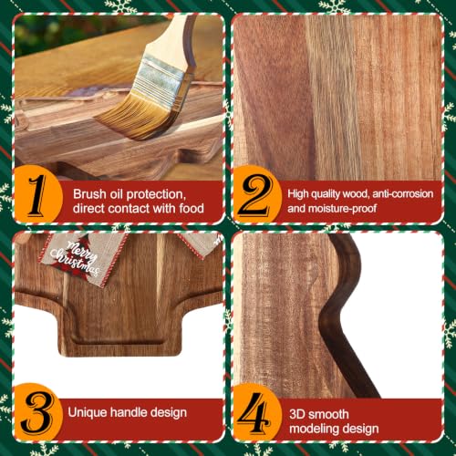 Christmas Tree Charcuterie Board Gift Set with Wooden Cutting Board & Scraper - Holiday Serving Tray