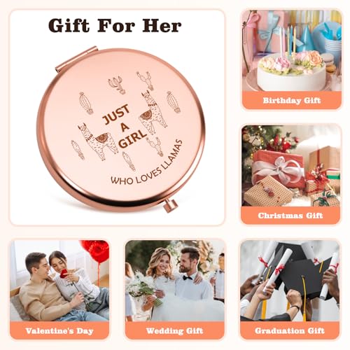 Llama Compact Makeup Mirror Double-Sided Travel Pocket Mirror
