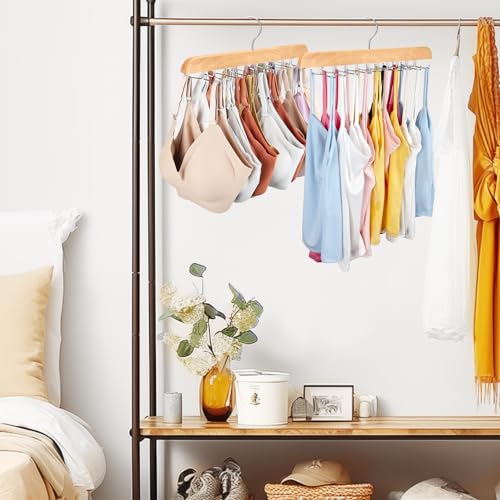 RESOVO Wood Foldable Tank Top & Bra Hanger - Large Capacity 20 Hooks, Closet Organizer
