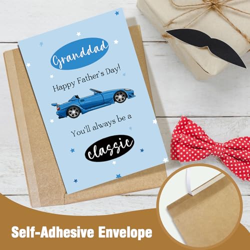 Funny Retro Car Father's Day Card for Grandad - Classic Design