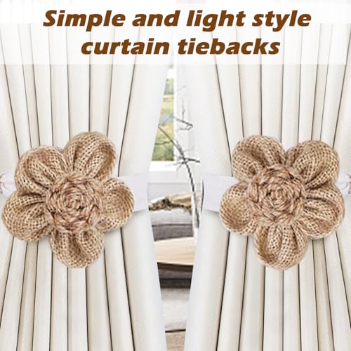SRG Sunflower Khaki Curtain Tiebacks 4 Pack Handmade Fabric Holdbacks for Drapes & Windows