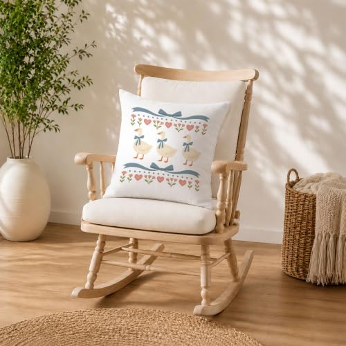 JMICPTUB Goose Pillow Covers 18x18 - Blue Bow Floral Goose Decor - Variation 01