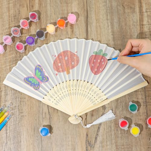 Elegant White Folding Hand Fan - Wooden & Paper Design for Weddings & Parties