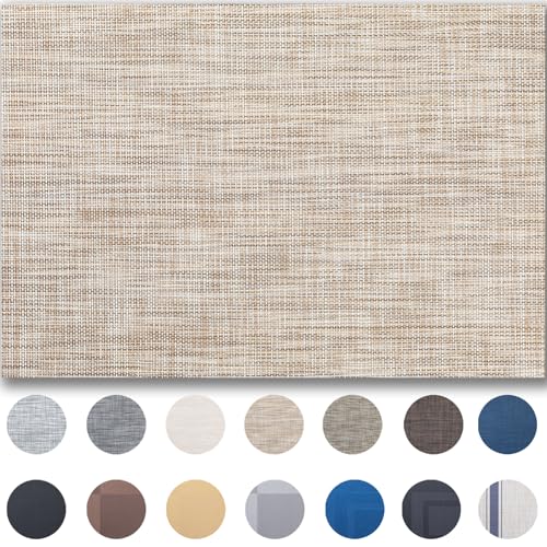 Onebento Woven Vinyl Placemats - Caramel, Set of 4, 17x12 inch Table Mats