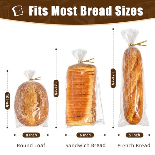 75 Pcs Plastic Bread Bags with Ties for Homemade Bread Storage