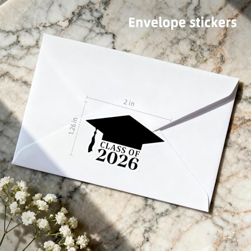 50 Pack Class of 2026 Graduation Hat Stickers - Waterproof Vinyl