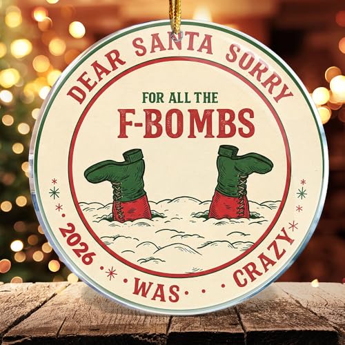 Funny Naughty Christmas Ornament - Dear Santa F-Bombs 3.6" Acrylic