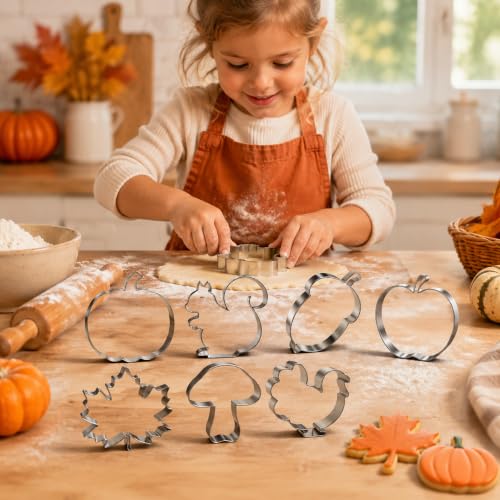 OHOME Fall Cookie Cutters - 7PCS Stainless Steel Thanksgiving Biscuit Molds