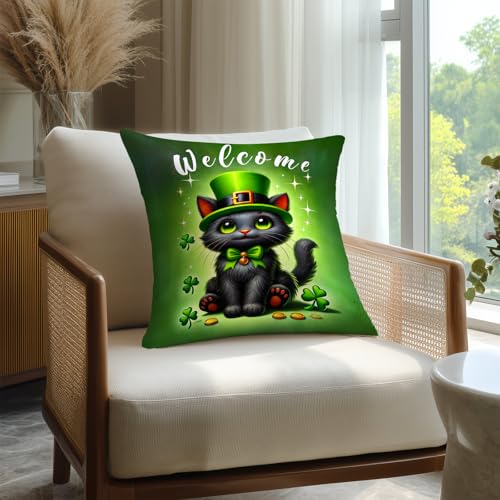 St. Patrick's Day Cat Paw Pillow Covers - Set of 2, 18x18 Inch