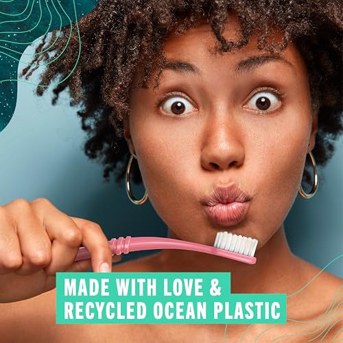 Preserve POPI Recycled Ocean Plastic Adult Toothbrush - Soft Coral