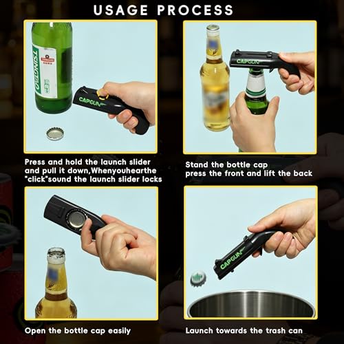 Cap Gun Bottle Opener 2-Pack - Black & Gray Launcher Shooting Gadget
