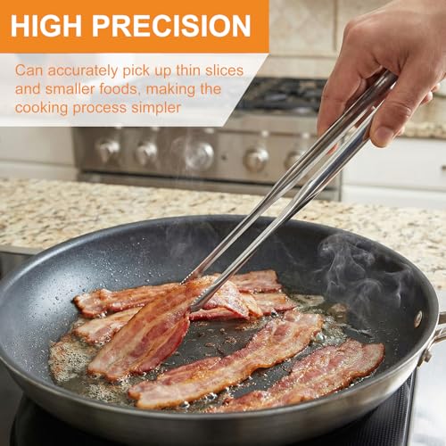Stainless Steel Kitchen Tongs Set - Non-Slip Serrated Tips, 11.5" & 13.5"