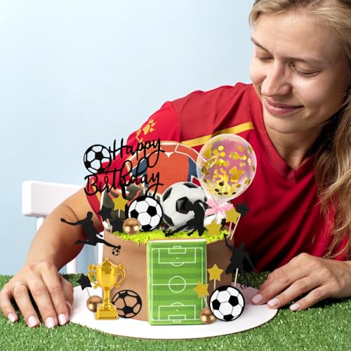 Hooqict 28Pcs Soccer Cake Decorations Set for Birthday Parties
