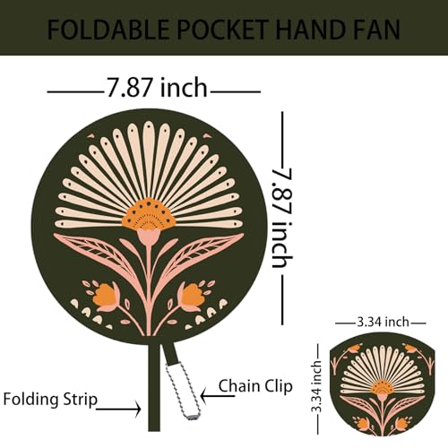 Olive Drab Boho Foldable Hand Fans - 4 Pack Pocket-Sized Cooling Fans