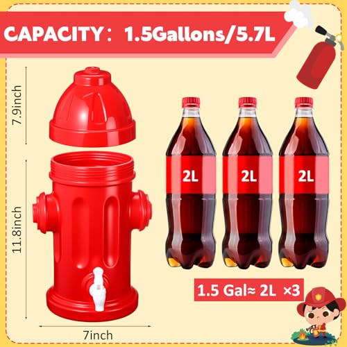 Fire Hydrant Drink Dispenser - 1.5 Gallon Party Beverage Dispenser for Firefighter Theme