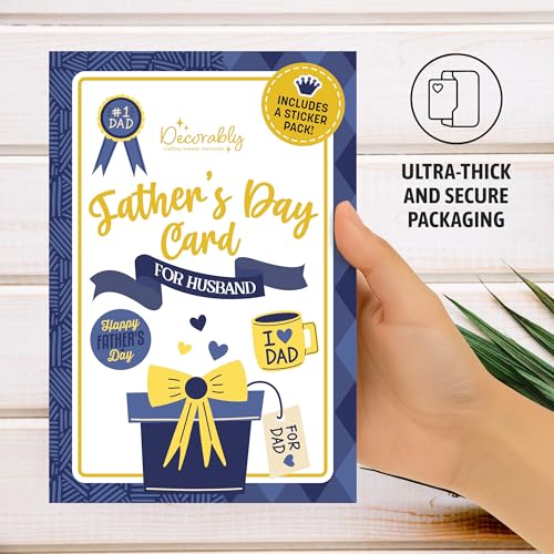 Gold Foil Father's Day Card for Husband | 5x8in with Stickers & Envelope