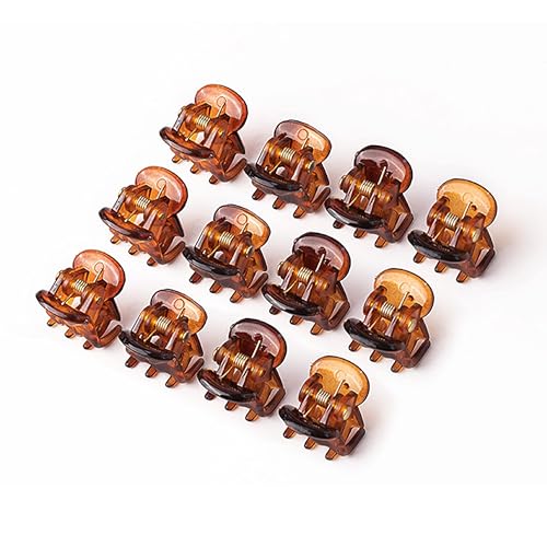 Mini Hair Claw Clips 12-Piece Tortoise Brown Small Hair Accessories