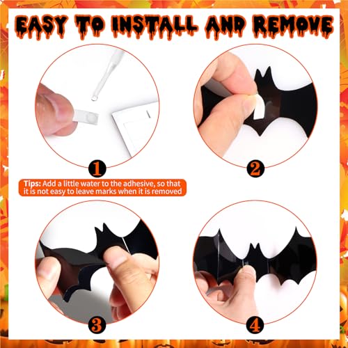 150 Pcs Halloween Bat Decorations - 3D PVC Wall Stickers