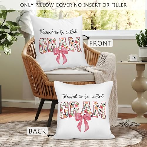 Gram Throw Pillow Cover 18x18 - Cozy Polyester Case for Grandma