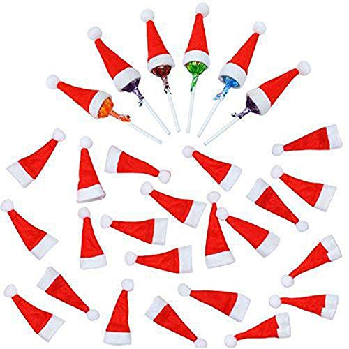 6 Pcs Mini Christmas Santa Lollipop Hats - Reusable Candy Covers