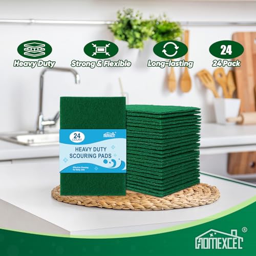 HOMEXCEL Heavy Duty Scouring Pads - 24 Pack Green Scrubbers
