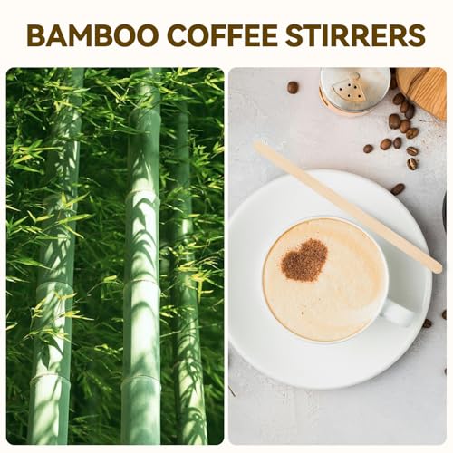 Bamboo Coffee Stirrers - 150 Count Disposable 5.5" Sticks