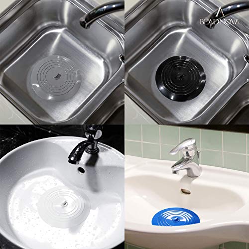 BEADNOVA Silicone Bathtub Water Stopper - 6 Inch Drain Plug (2 Pack, Grey)
