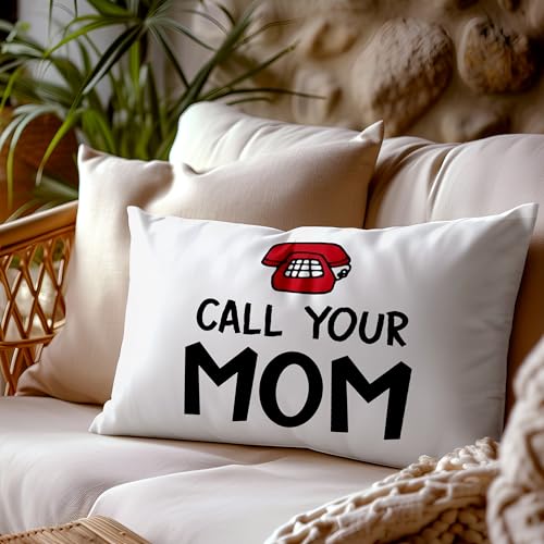 Funny Call Your Mom Pillow Covers 20x12 - Cozy Flannel Dorm Decor