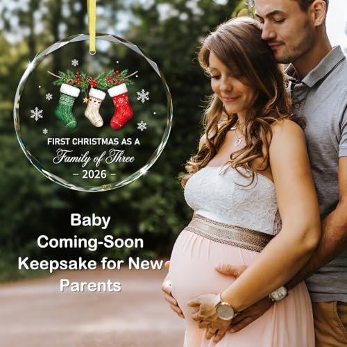 Baby First Christmas Ornament 2026 Family of Three Keepsake - Girl Boy Gift - Variation 01 Baby First Ornament
