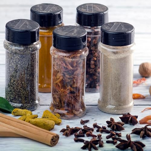 TUZAZO 3 Oz Plastic Spice Jars with Shaker Lids - 14 Piece Set
