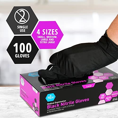 MED PRIDE Black Nitrile Gloves, Small Size, 1000-Count, Powder-Free