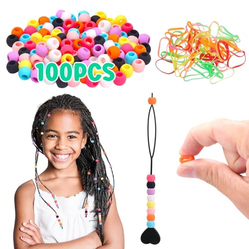 SEVENKA Small Silicone Hair Beads Set for Braids with Quick Beaders and Rubber Bands