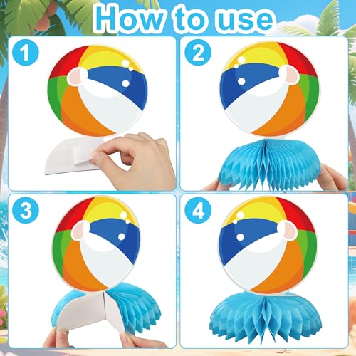 12 Pcs Beach Party Honeycomb Centerpieces for Summer Decor