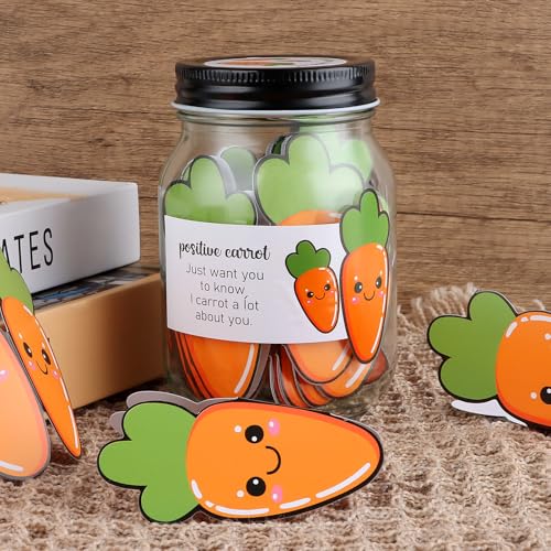 60 PCS Carrot Affirmation Cards Gift Set for Emotional Support
