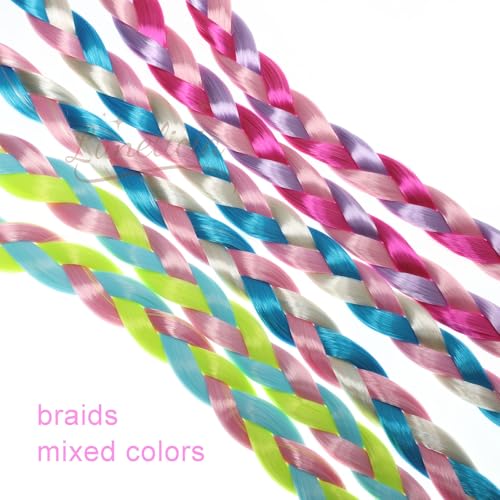 Lunelicia Colorful Hair Extensions 6Pcs 16-Inch for Braids and Festivals