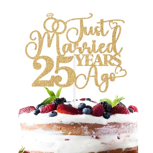 Just Married 25 Years Cake Topper - 25th Anniversary Decoration