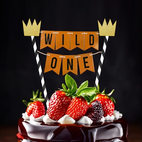 Handmade Wild One Birthday Cake Topper with Glitter Crown