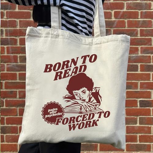 Teeglow Book Canvas Tote Bag for Women - Aesthetic Reusable Grocery & Reader Gift - Tote Bag-a