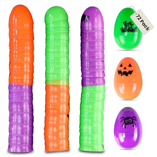 72-Pack Halloween Eggs - Durable Plastic Treat Containers