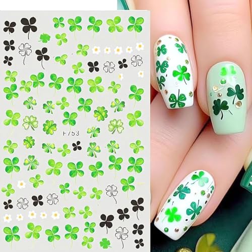 St. Patrick's Day 3D Shamrock Nail Stickers Green Clover Decals 4 Sheets