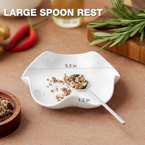 Black & White Ceramic Spoon Rest - 5.3in Heat Resistant Holder