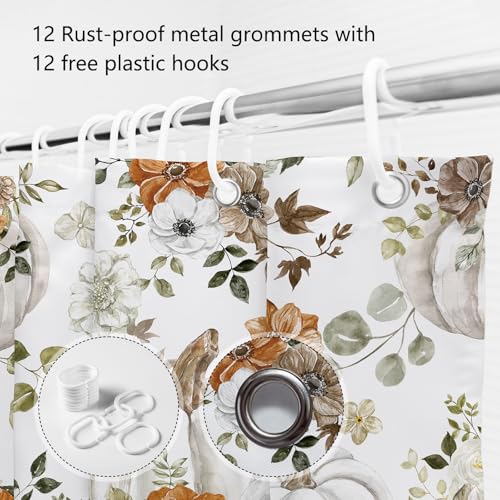 MEHOFOND Fall Pumpkin Shower Curtain Orange1 72x72 Inch Bathroom Decor Waterproof Fabric