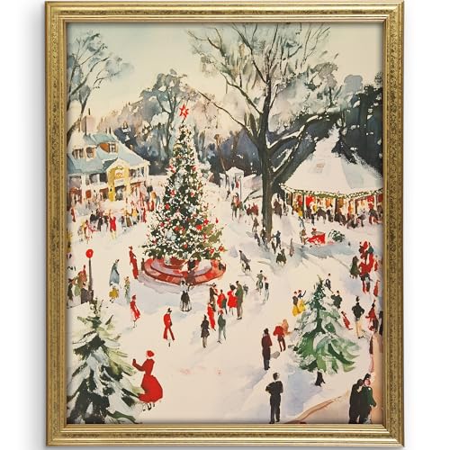 Winter Wonderland Festive Town Square Art Print 11x14 (Variation of THIS listing)