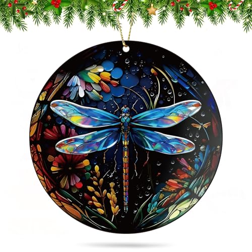 Dragonfly Christmas Ornaments - 2025 Acrylic Hanging Decor for Women