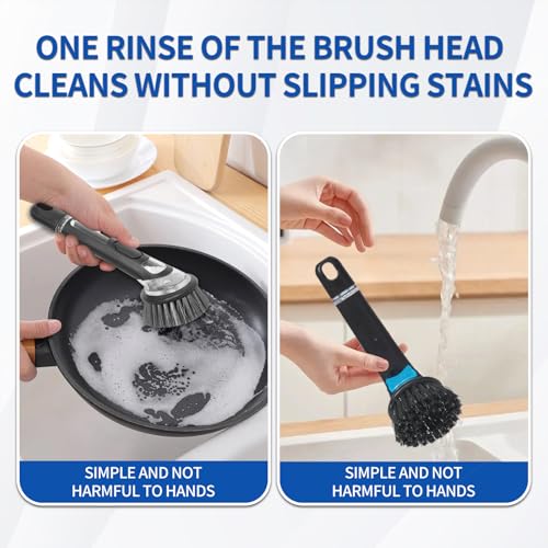 Durable Kitchen Cleaning Brush with Soap Dispenser - 2-Pack