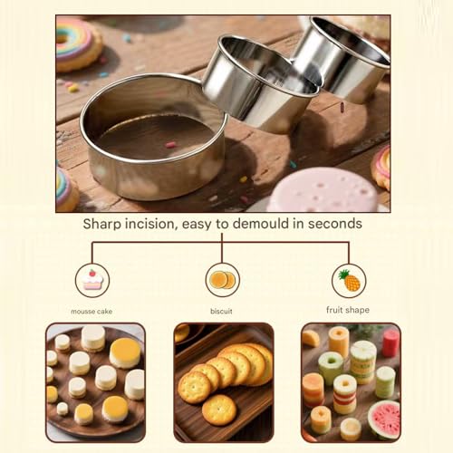 EJIUJIUO 6-Piece Stainless Steel Round Cookie Cutter Set